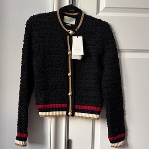 Gucci Black Cardigan with Gold and Red Details